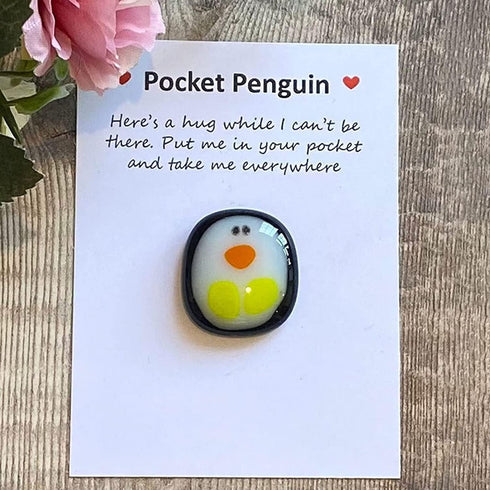 A Little Pocket Penguin Hug, Mini Cute Animal Decoration, Stress Relief Toy with Card, Unique 2025 Gifts for Teens
