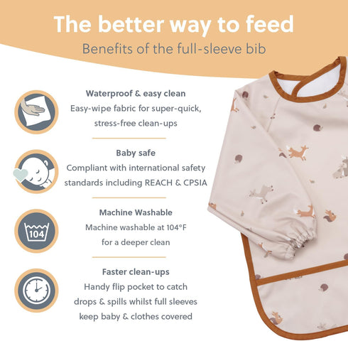 2 Pack 6 3 Sets BIBaDO Mess Proof Baby Bib, Long Sleeve Bib, month - Years, Waterproof Bibs for Toddlers, Baby Feeding