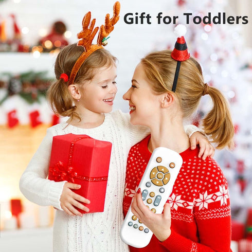 Baby TV Remote Control Toy - Musical Learning Toy with Sound and Light for Toddlers 6-36 Months, White