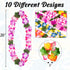 60 Summer 10 Moon Boat Pieces Hawaiian Luau Leis - Tropical Tiki Hibiscus Flowers for Pool Party Favors Supplies