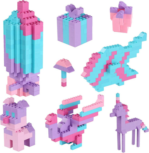 Reenwee Children's Building Bricks Set, 1000 Pieces Assorted Colors, 10" x 10" Square Base Plates, Compatible with