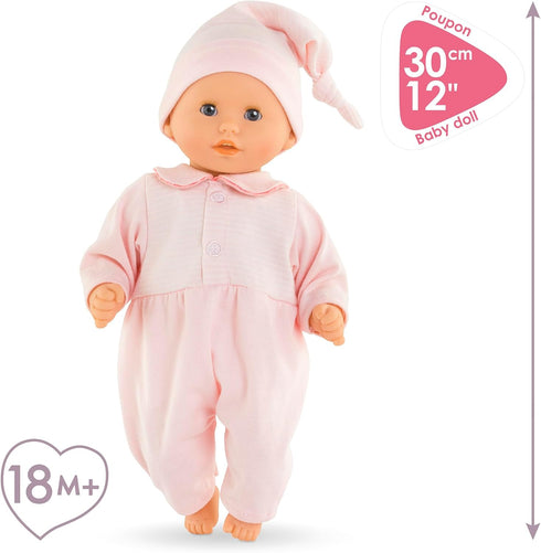 Corolle Bébé Calin Charming Pastel Baby Doll - 12" Soft Body Doll with Pink Outfit, Vanilla-Scented