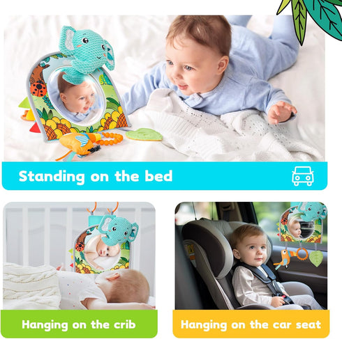 0-6-12-18 Koty Car Seat Toy - Kick and Play Activity Center with Mirror,Teether and Crinkle, Fun Travel Baby Toy