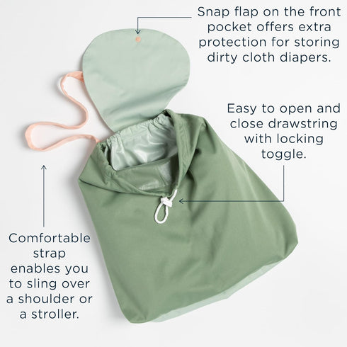 Esembly Day Bag Reusable Wet and Dry Bag Made From Recycled Fabric With Dual Waterproof Compartments for Cloth Diapers