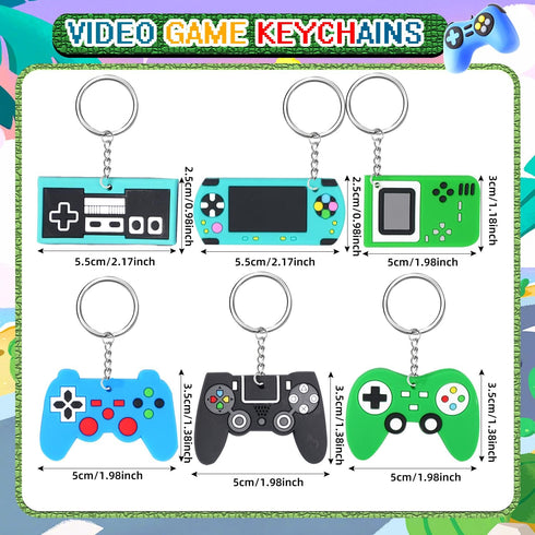 65 PCS Cute Keychain for Kids Party Favors, Video Game, Animal, Mermaid, Dinosaur, Birthday Party Supplies