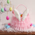 Tutu Easter Basket, Pink Ruffled Shining Tulle with Fluffy Bunny Ears, Easter Theme Party Favors and Decorations for