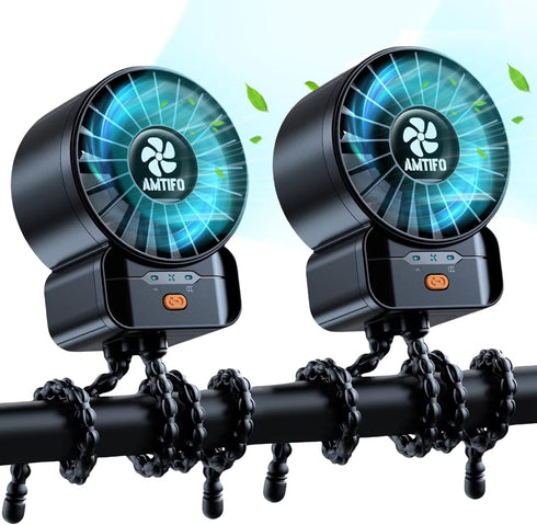 AMTIFO 2-Pack Stroller Fan for Baby: USB Rechargeable, Quiet, Adjustable & Portable