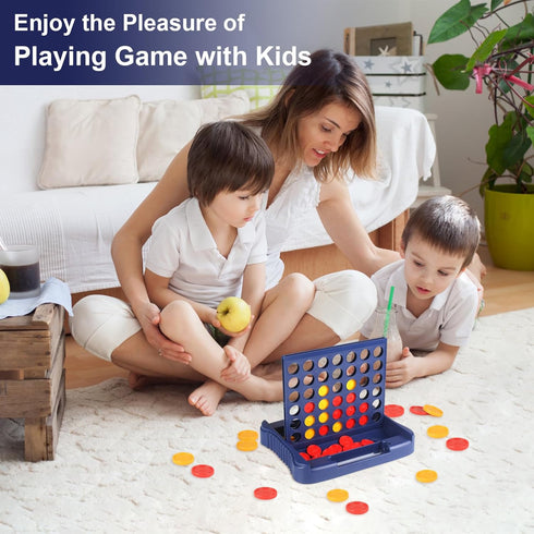 4 in a Row Connect Game - Travel Board Games for Kids Adults, 9 x 7.4 inches (Blue)