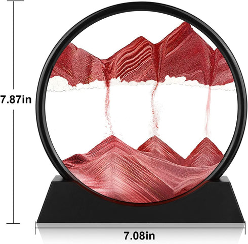 Herecanli 3D 3D 7 Moving Sand Art Picture - Quicksand Painting Decor - Round Glass Deep Sea Sandscape - Relaxing Home