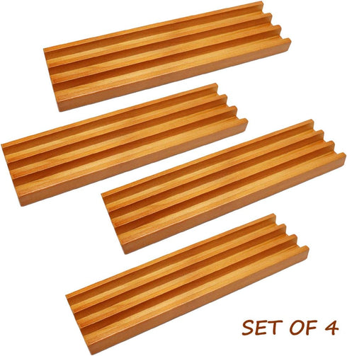 Organizer(Set 4) Exqline Wooden Domino Racks Trays Holders of - Premium Domino Tiles Holder Racks for Mexican Train