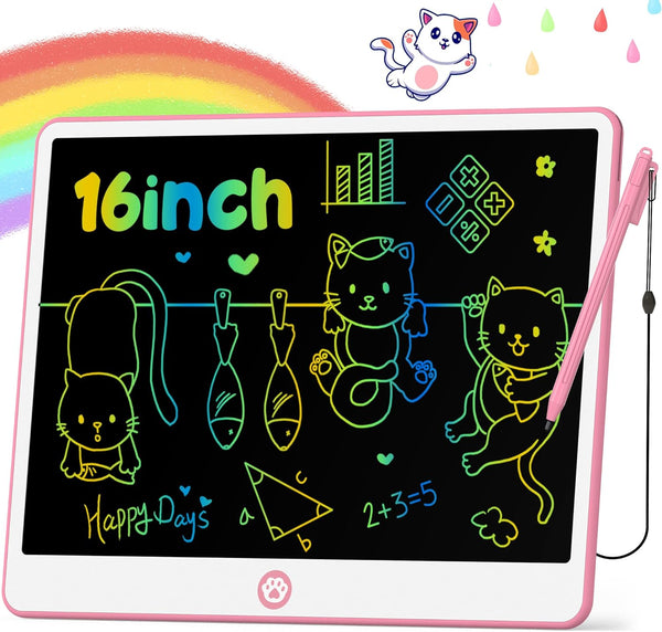 Hockvill LCD Writing Tablet for Kids 16 Inch Drawing Pad for 3-8 Year Olds Toddler Doodle Board Gift (Pink)
