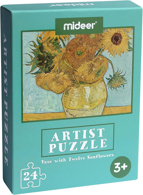 24 Pieces Twelve Sunflowers Puzzle - Toddler Artist Puzzles for Kids Ages 3-5 Easy Intellectual Decompression Game