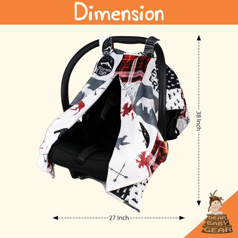Cozy 38" 27" Dear Baby Gear Car Seat Blanket - Infant Carseat Canopy & Winter Covers - Baby Car Seat Cover for Girls