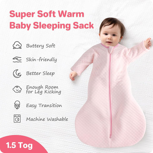 3-6 1.5 2-Way Amrcbb Easy Transition Baby Sleep Sacks with Sleeves Soft Cotton Warm Months Tog, Soft Comfortable