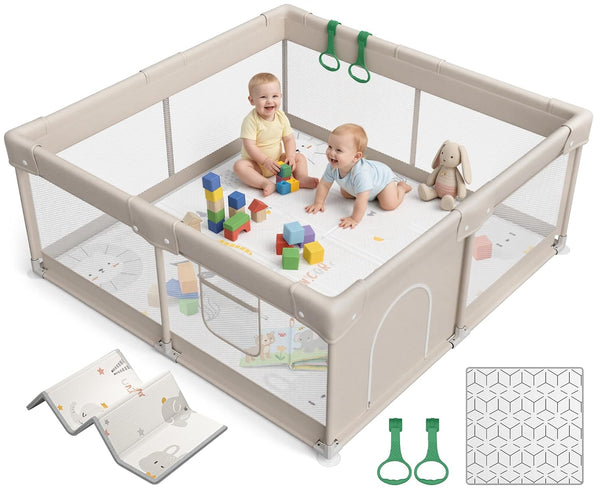 ZEEBABA Baby Playpen with Mat, Playpen for Babies and Toddlers, Small Baby