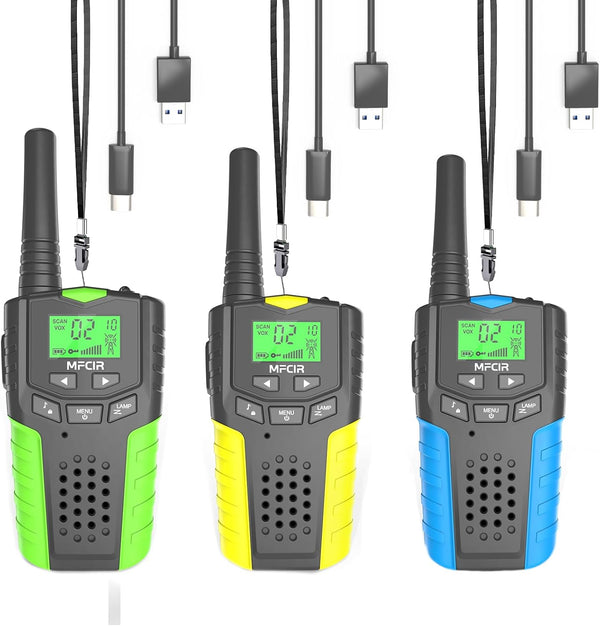 Kids Walkie Talkies Rechargeable 3 Pack, Long Range Walky Talky for Family Games, Mini 2 Way Radio Toy for Ages 3-12