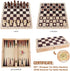 3 in 1 Board Game Set - Wooden Chess, Checker, and Backgammon, Classic Travel Toy Gift for Kids and Adults