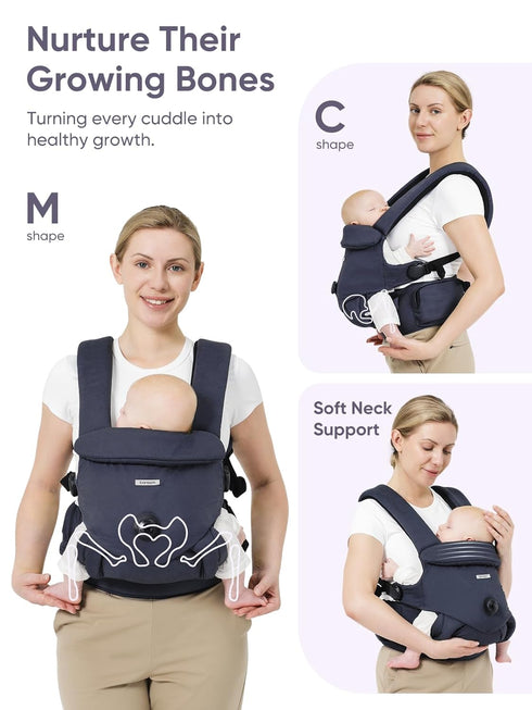 3 10-44lbs, bonoch Baby Carrier Newborn to Toddler - EaseFit Adjust Knob for Baby Hip Healthy Develop, Ergonomic Cotton