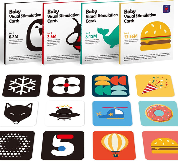 Flash Cards for Baby Visual Stimulation, 0-3 Months Infant Newborn Tummy Time Toys, 6''×6'' Large Set