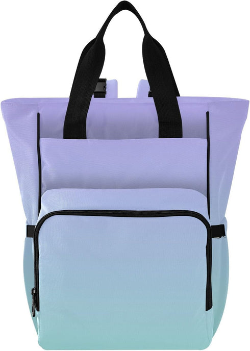 MCHIVER Purple Green Gradient Diaper Bag Backpack Large Capacity Baby Bags with Insulated