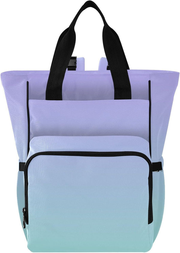 MCHIVER Purple Green Gradient Diaper Bag Backpack Large Capacity Baby Bags with Insulated