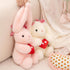8" PEACH CAT Love Bunny Stuffed Animals Holds Red Heart Cute Rabbit Plushies Soft Plush Toys Romantic Sweet Gifts