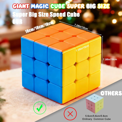 18CM 3x3 3D Giant Magic Cube, Big Speed Cube Color-Matching Sensory Puzzle Box Super Large Birthday Christmas Stocking
