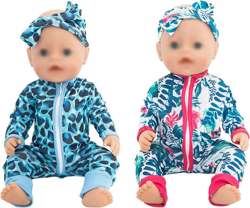 SOTOGO 5 Sets Doll Clothes Outfits - Jumpsuits with 5 Headbands for 14 to 17 Inch Baby Dolls