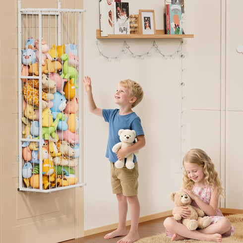 3-Tier) SWTYMIKI Hanging Stuffed Animal Storage - Over Door Large Plush Toy Organizer, Wall Mounted or Corner Stuffie