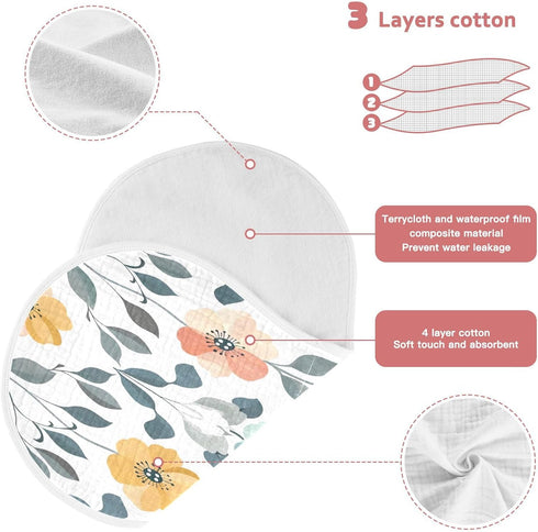 YETTASBIN Flower Muslin Baby Burp Cloth, Super Soft Absorbent Cotton Burp Rag Baby Bibs Feeding Cloth for Newborn Boys