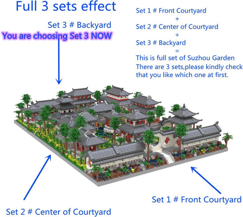 Architecture Chinese Style Suzhou Garden Set, 3988 PCS Micro Block Classical Building Block Set for Adults