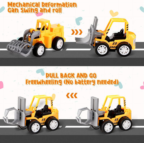 24 Set Roowest Valentine's Day Gifts for Kids Bulk Construction Vehicle Valentines Card Pull Back Construction Truck