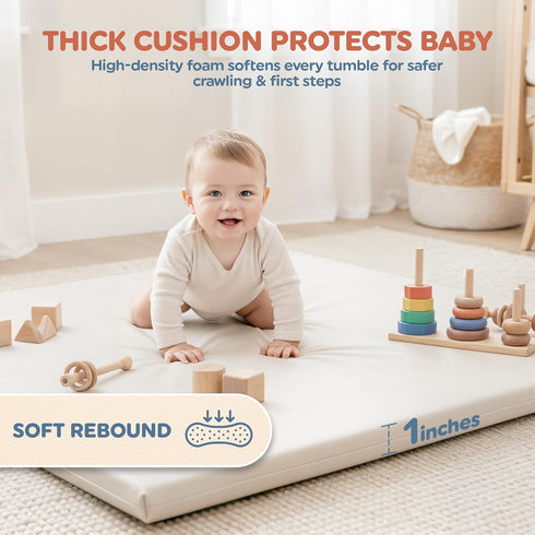 50x50x1 Tummy Motherly Haven Thick Baby Play Mat Rollable Foam Floor Mat for Babies, Time, Crawling & Safe Indoor Play