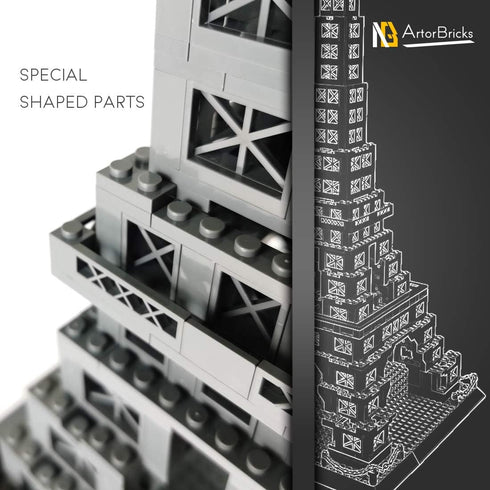 ArtorBricks Architectural Eiffel Tower Large Collection Building Set Model Kit, Compatible with LEGO