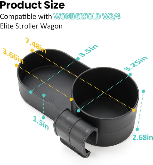 W2 4 (2 4 (2-Pack) Wonderfold Wagon Snack Tray with Spill-Proof Cup Holders - Compatible with WONDERFOLD & Elite