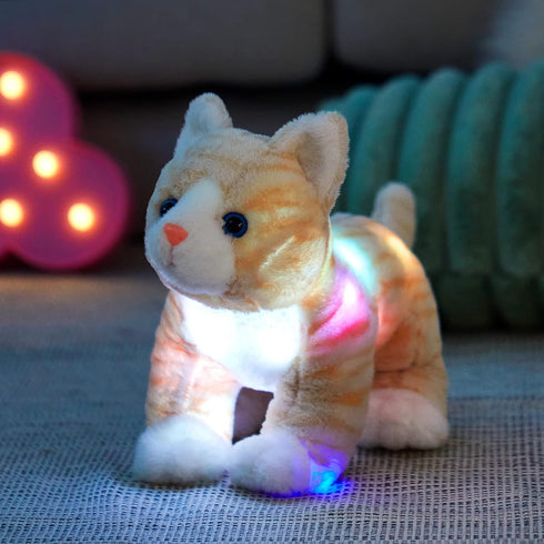 14'' Glow Guards Light up Kitty Stuffed Animal Soft Realistic Cat Plush Toy with LED Night Lights Glow Birthday
