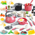 Bruvoalon 67Pcs Kids Play Kitchen Toys Set - Toddlers Pretend Cooking Playset Accessories with Pots, Pans, Utensils,