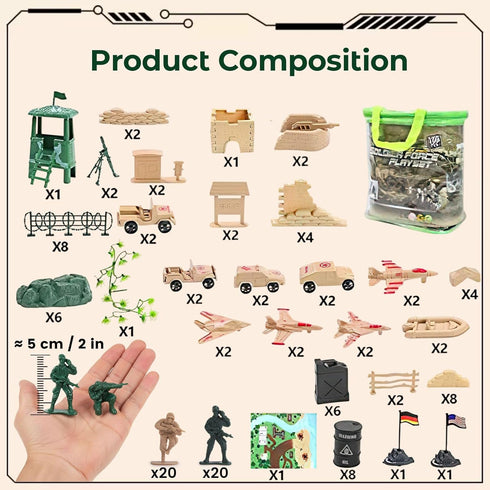 3 120PCS Set, Playset 3+ otters Army Men Military Military Soldier Army Men Action Figures, with Vehicles Aircrafts