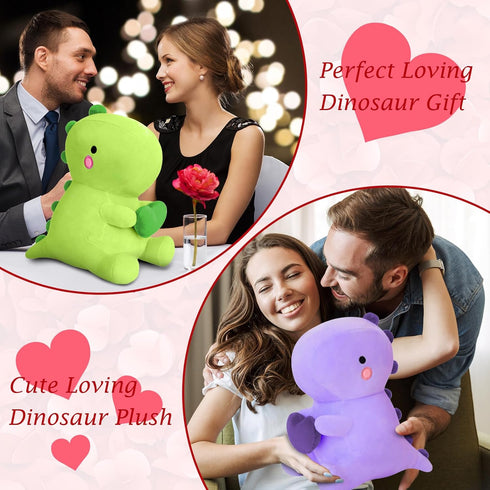 SQEQE Dinosaur Stuffed Animal, Soft Dino Plush Toy with Heart for Valentine's Day, 12 inch Gift for Her