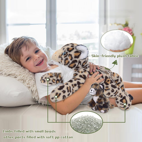 Kid,18'' Mommy MorisMos Cheetah Stuffed Animal with Babies for Girl Large Cheetah with Cub Plushies,Mama and Baby