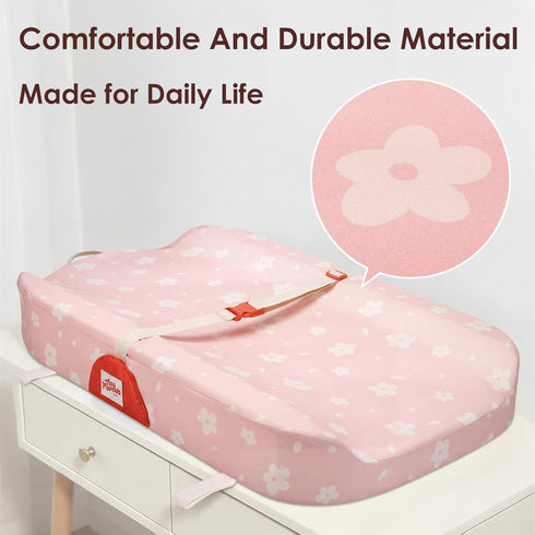 Tiny Marvels Baby Changing Pad with Cover, Waterproof Diaper Changing Pad with Non-Slip Base, Soft Contoured Changing