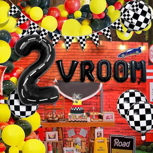 134pcs Balloons Race Car Birthday Party Supplies - Racing Car Theme Decorations, Happy Birthday Racecar Number Balloons