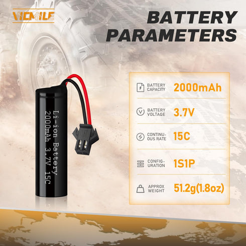 VICMILE 3.7V 2000mah 2Pack 2 SM-2P 15C DE45 DE42 Li-ion Battery with USB Chargers Plug RC Recgargeble Battery