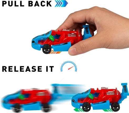 PROLOSO Pull Back Go Kart Racing Cars - Friction Powered Kids Birthday Party Favors, Goodie Bag Fillers, Class Prizes -