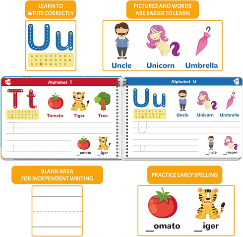 3 4 5 Handwriting Practice Book for Kids, Toddler Preschool Learning Activity for Year Old, Kindergarten Educational