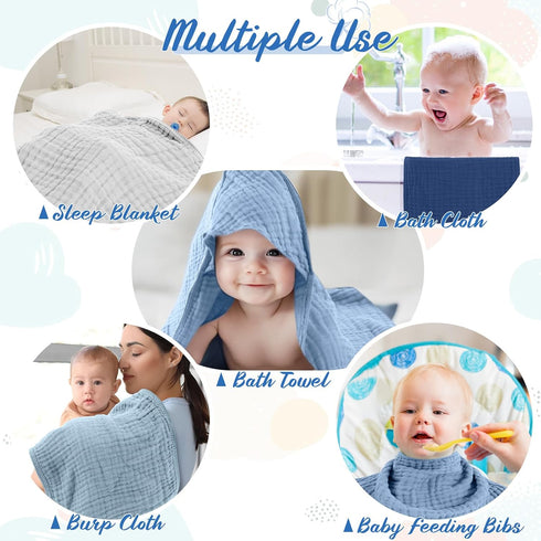 VitalCozy 8 (32 32 Inch,Gradient Pcs Baby Muslin Hooded Bath Towels and Washcloths Muslin Cotton Hooded Baby Towels
