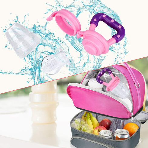 Baby Food Feeder, 3 Pack Silicone Fruit Pacifier Teething Pouches, Pink by Mluchee