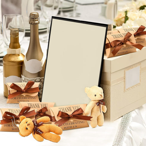 120 4.7 Inch HyDren Pcs Mini Bear Baby Shower Favors Small Tiny Plush Bear Bulk Mini Stuffed Animals with Pillow Box