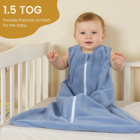 3 Pack 0-6 2-Way PHF Warm Micro-Fleece Baby Sleep Sack Months, Soft Baby Wearable Blanket, Zipper Sleeping Bags, Comfy