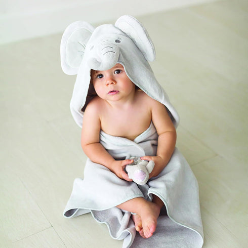 100% 31" Stephan Baby Hooded Towel - Cotton with Fun Animal Design for Infants and Toddlers, Square, Elephant Pink